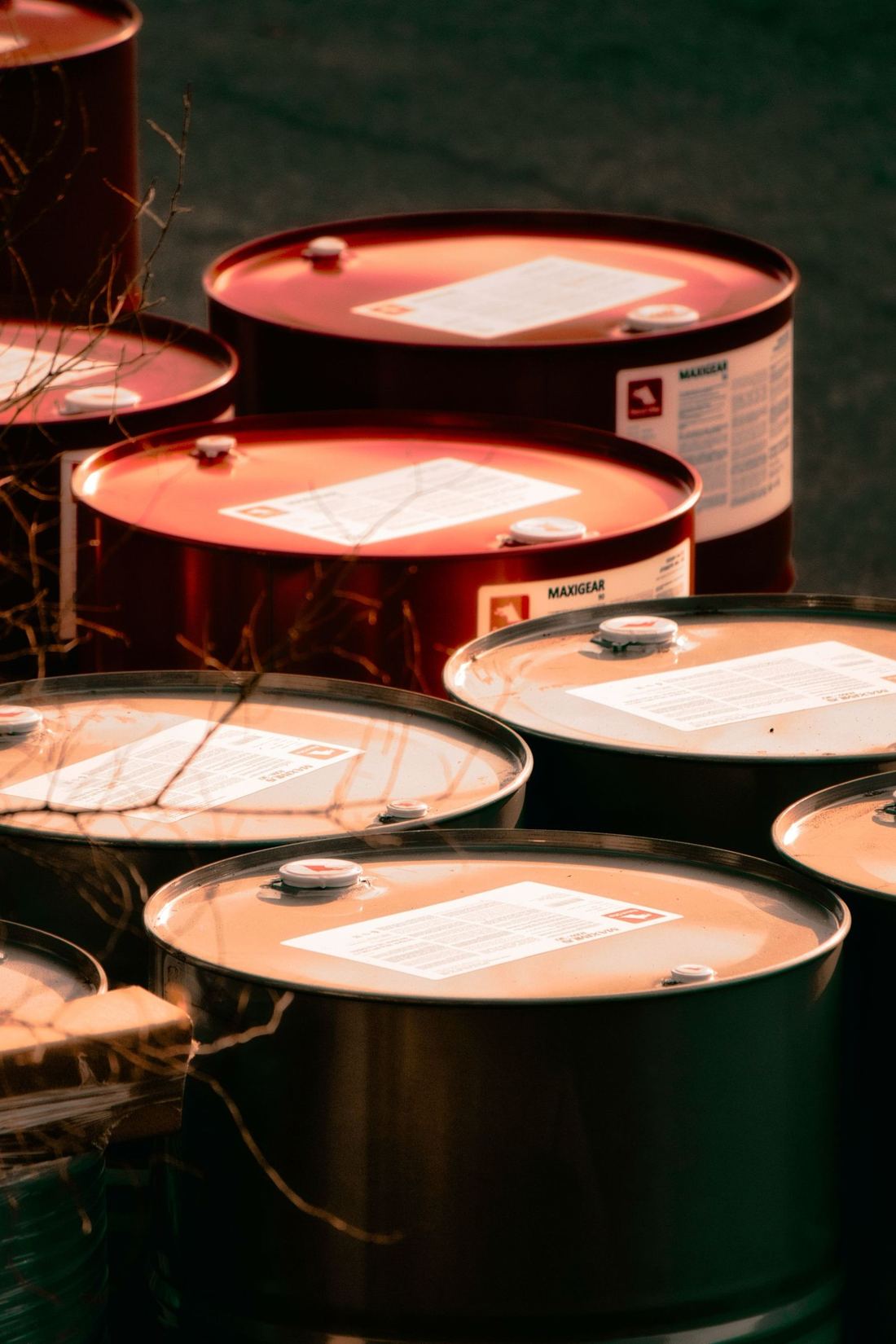 Drums of lubricating oil